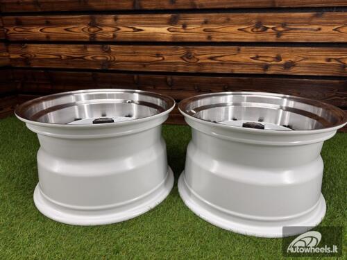 Ratlankis Work Equip 01 Style R15X9J 4X100 ET0 73.1 White with Diamond Cut and Black Rivets
