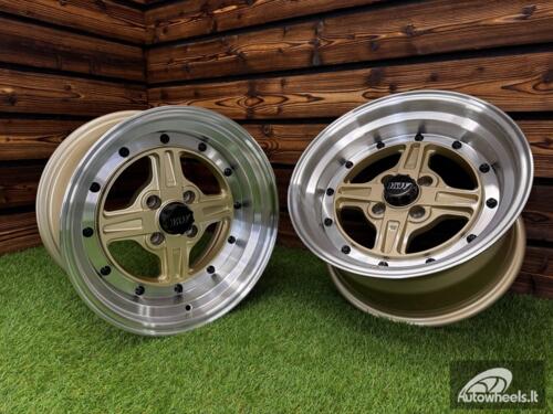 Ratlankis Work Equip 01 Style R15X8J 4X100 ET0 73.1 Gold with Diamond Cut Lip and Black Rivets