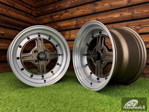 Ratlankis Work Equip 01 Style R15X8J 4X100 ET0 73.1 Bronze with Diamond Cut Lip and Black Rivets