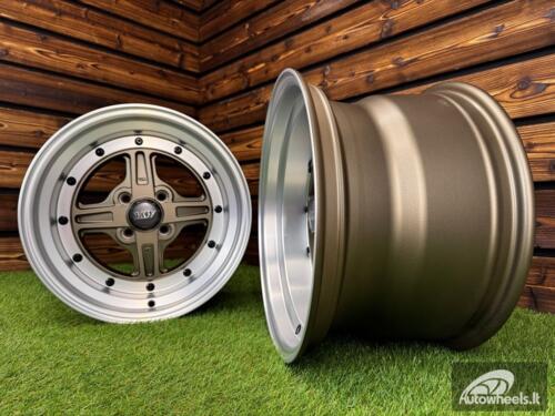 Ratlankis Work Equip 01 Style R15X8J 4X100 ET0 73.1 Bronze with Diamond Cut Lip and Black Rivets