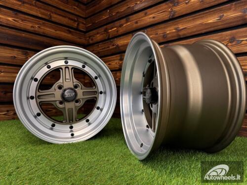 Ratlankis Work Equip 01 Style R15X9J 4X100 ET0 73.1 Bronze with Diamond Cut Lip and Black Rivets