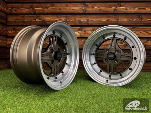 Ratlankis Work Equip 01 Style R15X9J 4X100 ET0 73.1 Bronze with Diamond Cut Lip and Black Rivets