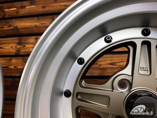 Ratlankis Work Equip 01 Style R15X9J 4X100 ET0 73.1 Bronze with Diamond Cut Lip and Black Rivets