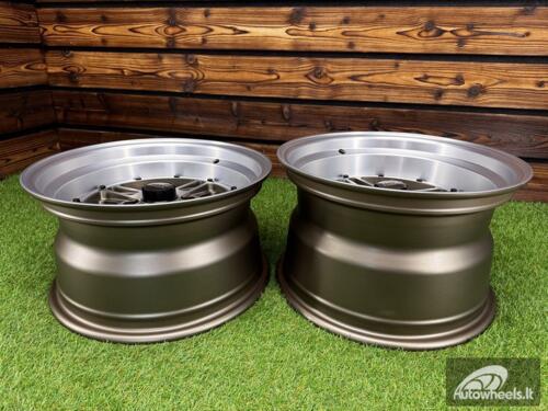 Ratlankis Work Equip 01 Style R15X9J 4X100 ET0 73.1 Bronze with Diamond Cut Lip and Black Rivets