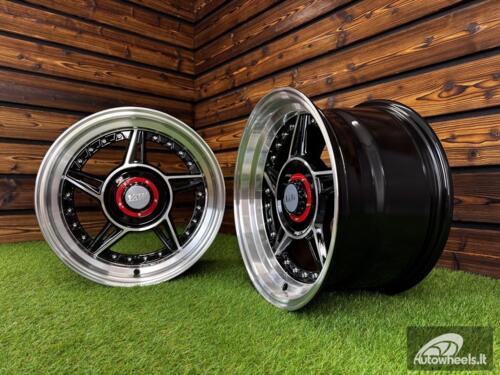 Ratlankis Ferarri 458 Split Style R15X8.25J 4X100/4X108 ET15 73.1 Black with Diamond Cut