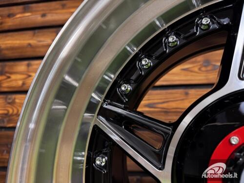 Ratlankis Ferarri 458 Split Style R15X8.25J 4X100/4X108 ET15 73.1 Black with Diamond Cut