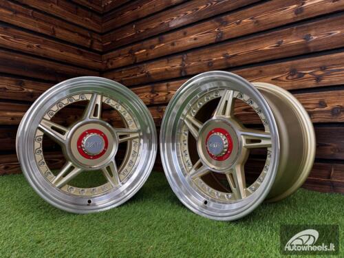 Ratlankis Ferarri 458 Split Style R15X8.25J 4X100/4X108 ET15 73.1 Gold with Diamond Cut
