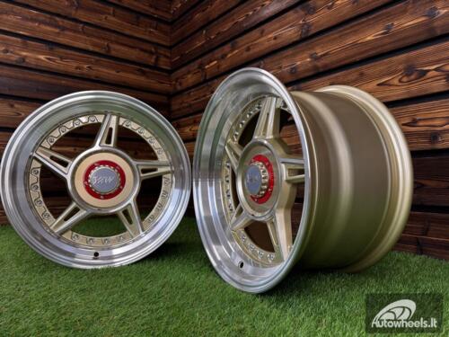Ratlankis Ferarri 458 Split Style R15X8.25J 4X100/4X108 ET15 73.1 Gold with Diamond Cut