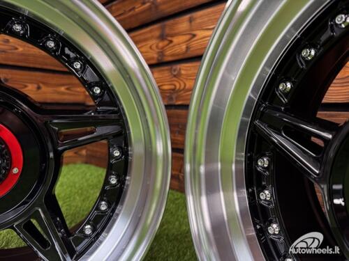 Ratlankis Ferrari 458 Split Style R15X8.25J 5X100/5X114.3 ET15 73.1 Black with Diamond Cut Lip