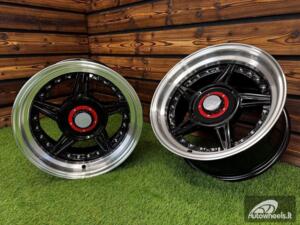  Ratlankis Ferrari 458 Split Style R15X8.25J 5X100/5X114.3 ET15 73.1 Black with Diamond Cut Lip