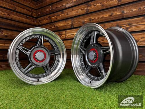 Ratlankis Ferarri 458 Split Style R15X8.25J 5X100/5X114.3 ET15 73.1 Grey with Diamond Cut Lip