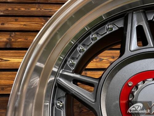 Ratlankis Ferarri 458 Split Style R15X8.25J 5X100/5X114.3 ET15 73.1 Grey with Diamond Cut Lip