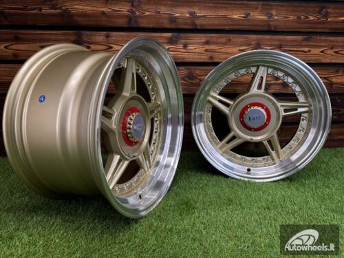 Ratlankis Ferarri 458 Split Style R15X8.25J 5X100/5X114.3 ET15 73.1 Gold with Diamond Cut Lip