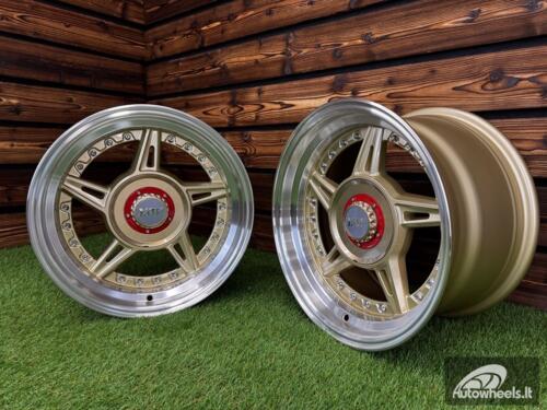 Ratlankis Ferarri 458 Split Style R15X8.25J 5X100/5X114.3 ET15 73.1 Gold with Diamond Cut Lip