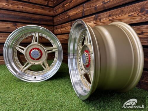 Ratlankis Ferarri 458 Split Style R15X8.25J 5X100/5X114.3 ET15 73.1 Gold with Diamond Cut Lip