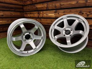 Ratlankis Volk TE37 Style R15X8.25J 4X100 ET20 73.1 Matt Silver with Diamond Cut Lip