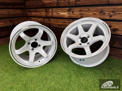 Ratlankis Volk TE37 Style R15X8.25J 4X100 ET20 73.1 White with Diamond Cut Lip