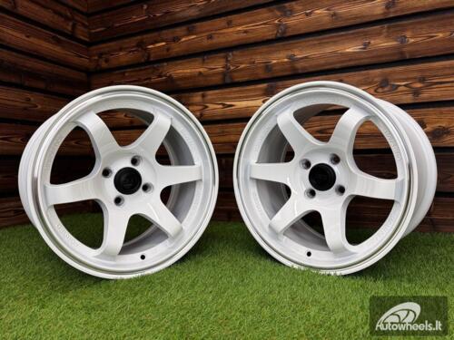 Ratlankis Volk TE37 Style R15X8.25J 4X100 ET20 73.1 White with Diamond Cut Lip