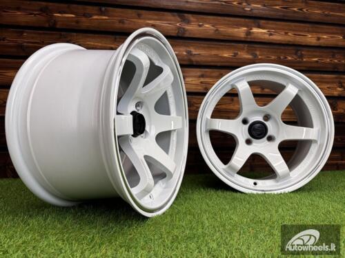 Ratlankis Volk TE37 Style R15X8.25J 4X100 ET20 73.1 White with Diamond Cut Lip