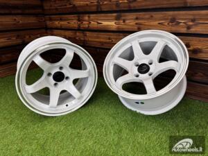 Ratlankis Volk TE37 Style R15X8.25J 4X100 ET20 73.1 White with Diamond Cut Lip