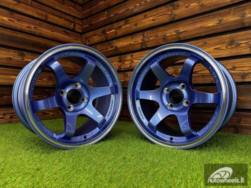 Ratlankis Volk TE37 Style R15X8.25J 4X100 ET20 73.1 Blue with Diamond Cut Lip