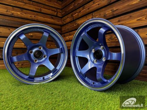 Ratlankis Volk TE37 Style R15X8.25J 4X100 ET20 73.1 Blue with Diamond Cut Lip