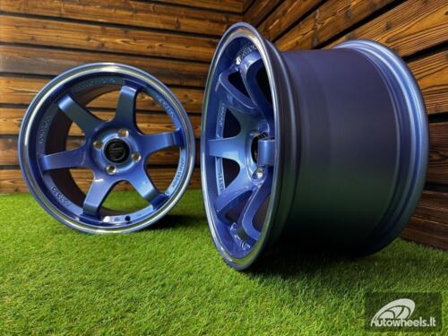 Ratlankis Volk TE37 Style R15X8.25J 4X100 ET20 73.1 Blue with Diamond Cut Lip