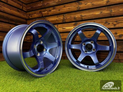Ratlankis Volk TE37 Style R15X8.25J 4X100 ET20 73.1 Blue with Diamond Cut Lip