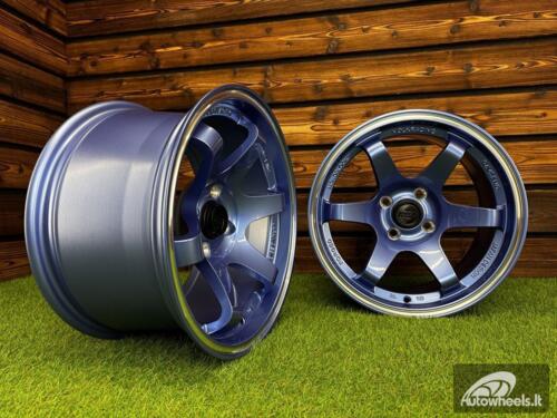 Ratlankis Volk TE37 Style R15X8.25J 4X100 ET20 73.1 Blue with Diamond Cut Lip