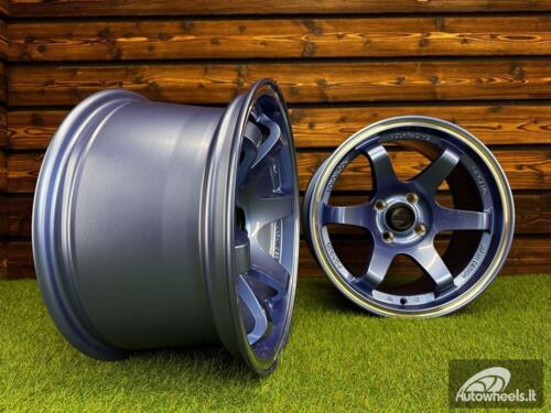 Ratlankis Volk TE37 Style R15X8.25J 4X100 ET20 73.1 Blue with Diamond Cut Lip