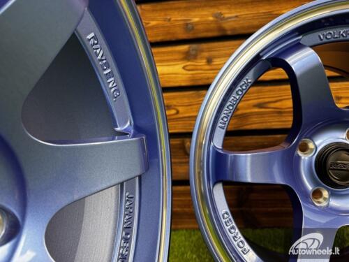 Ratlankis Volk TE37 Style R15X8.25J 4X100 ET20 73.1 Blue with Diamond Cut Lip