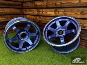 Ratlankis Volk TE37 Style R15X8.25J 4X100 ET20 73.1 Blue with Diamond Cut Lip