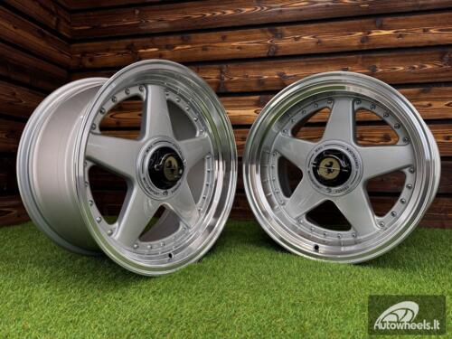 Ratlankis Ferrari Azev Type A Style R17X10J 5X112/5X120 ET15 72.6 Silver with Diamond Cut Lip