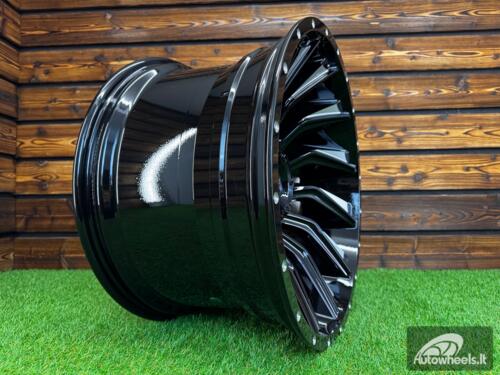 Ratlankis Offroad Concave Turbine Style R20X12J 6X139.7 ET-44 110.1 Gloss Black with Milling