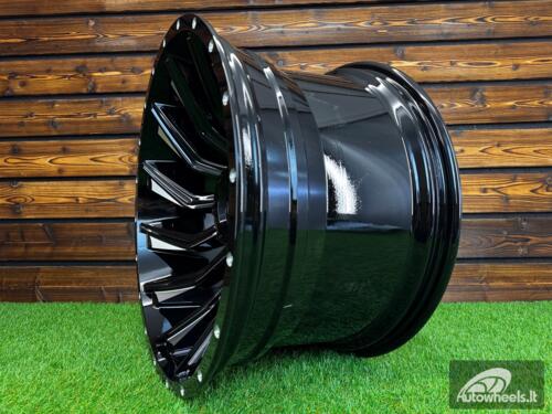 Ratlankis Offroad Concave Turbine Style R20X12J 6X139.7 ET-44 110.1 Gloss Black with Milling