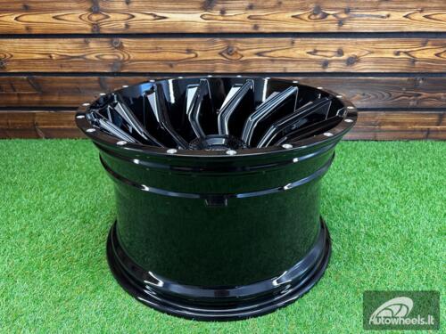 Ratlankis Offroad Concave Turbine Style R20X12J 6X139.7 ET-44 110.1 Gloss Black with Milling