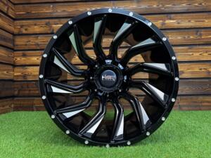 Ratlankis Offroad Concave Turbine Style R20X12J 6X139.7 ET-44 110.1 Gloss Black with Milling