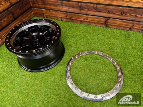 Ratlankis DV8 Beadlock R17X8.5J 5X127 ET-12 71.6 Matt Black with Diamond Cut and Polished Beadlock Ring