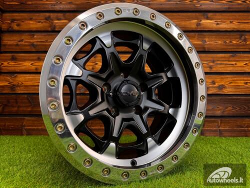 Ratlankis DV8 Beadlock R17X8.5J 5X127 ET-12 71.6 Matt Black with Diamond Cut and Polished Beadlock Ring