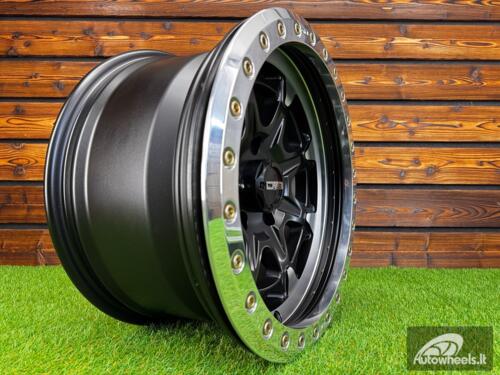 Ratlankis DV8 Beadlock R17X8.5J 5X127 ET-12 71.6 Matt Black with Diamond Cut and Polished Beadlock Ring