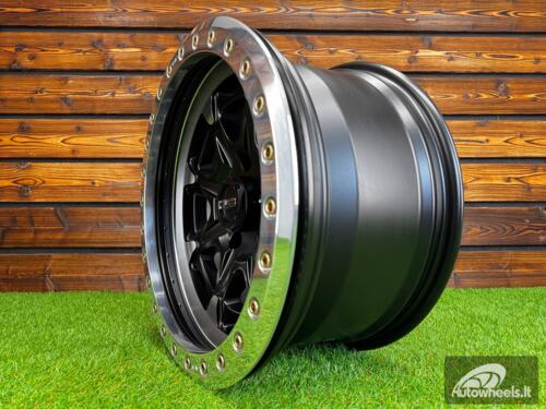 Ratlankis DV8 Beadlock R17X8.5J 5X127 ET-12 71.6 Matt Black with Diamond Cut and Polished Beadlock Ring