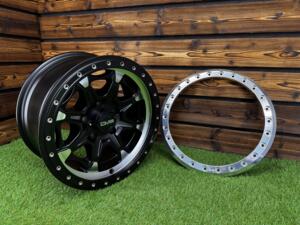 Ratlankis DV8 Beadlock R17X8.5J 5X127 ET-12 71.6 Matt Black with Diamond Cut and Polished Beadlock Ring